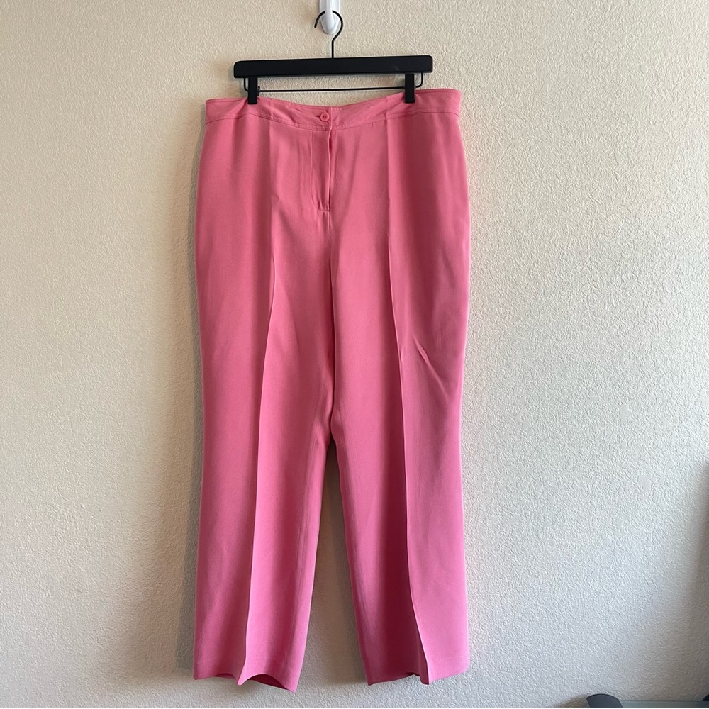 Style & Co. Pink Silk Straight Leg Trouser Pants Barbie Core Women's Size 16